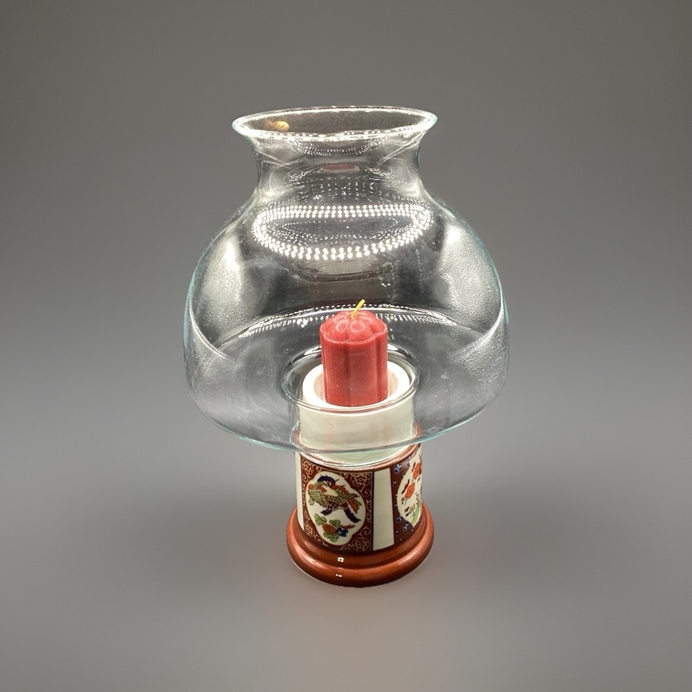 Vtg Gailystn Sutton Candle‎ Lamp- Brown Floral Pattern-10" Oriental Asian Decor